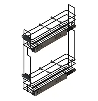 Бутылочница Квадро в модуль 150 мм, правая, 4 перегородки, направляющие GTV с доводчиком, черный — купить оптом и в розницу в интернет магазине GTV-Meridian.